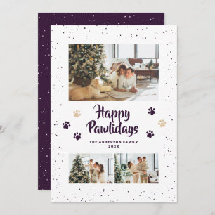 Cute Purple Photo Happy Pawlidays Card
