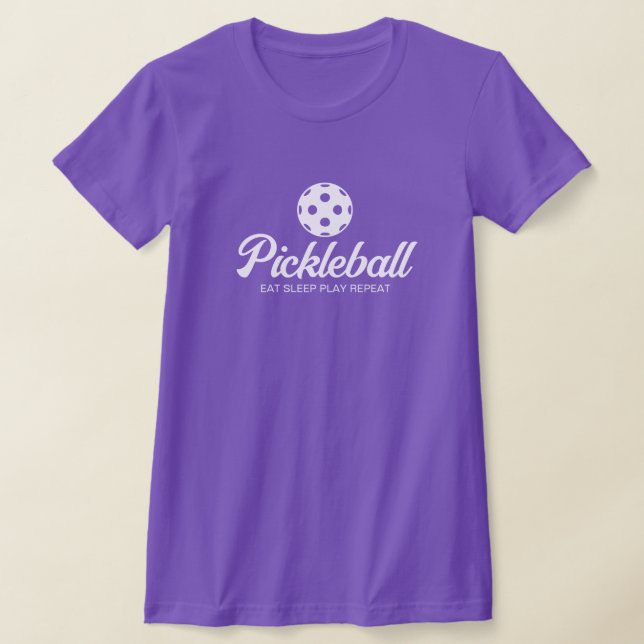 Cute purple pickleball slim fit t shirt for women (Laydown)
