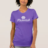 Cute purple pickleball slim fit t shirt for women (Front)