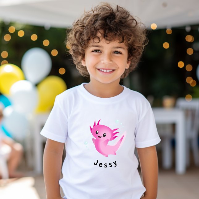 Cute Purple Pink Axolotl Bubble with Name T-Shirt (Creator Uploaded)