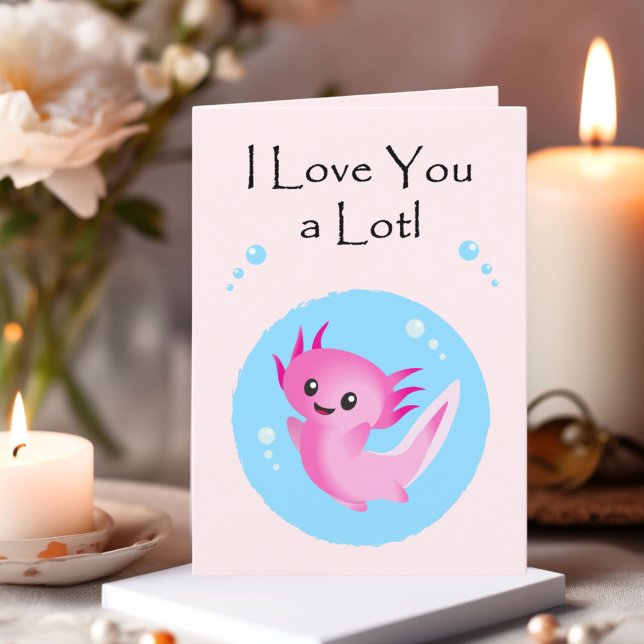 Cute Purple Pink Axolotl Love You Valentine Holiday Card (Creator Uploaded)