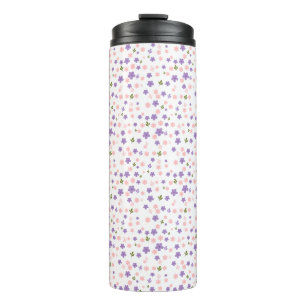 Cute Purple & Pink Floral Pattern Travel Mug