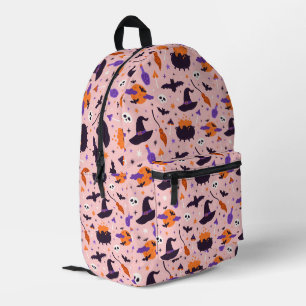 Cute Purple & Pink Halloween Pattern Printed Backpack