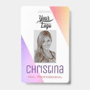 Cute Purple Pink Ombre Gradient Colour Modern Chic ID Badge