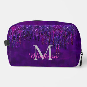 Cute Purple pink Unicorn Glitter Drips monogram Ac Dopp Kit