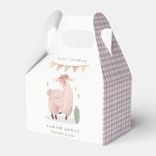 Cute Purple Plaid Cactus Boho Llama Baby Shower Favour Box