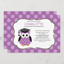 Cute Purple Polka dots Grad Owl Girl Graduation