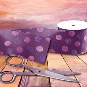Cute Purple Polka Dots Modern & Elegant Christmas Grosgrain Ribbon