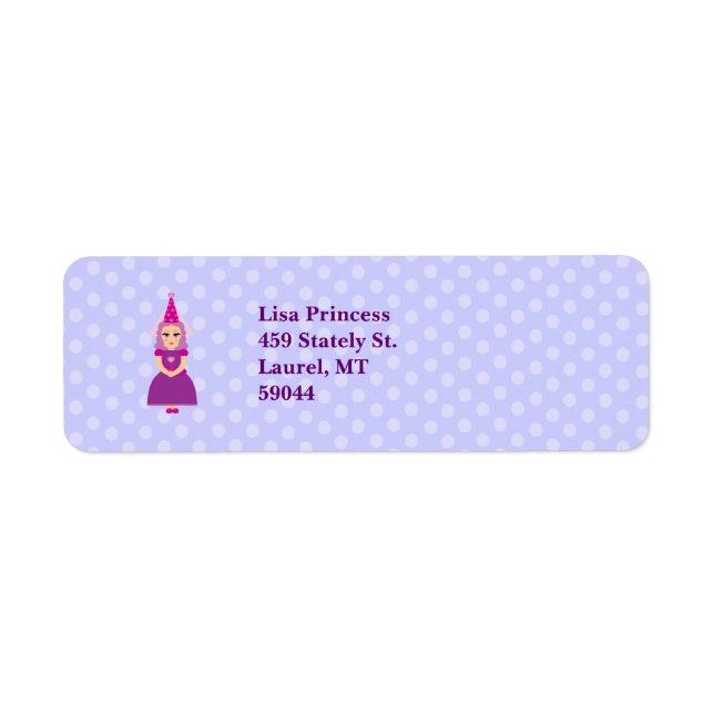 Cute Purple Princess Return Address Label (Front)
