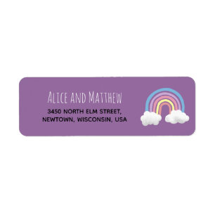 Cute Purple Rainbow Baby Shower Return Address Label