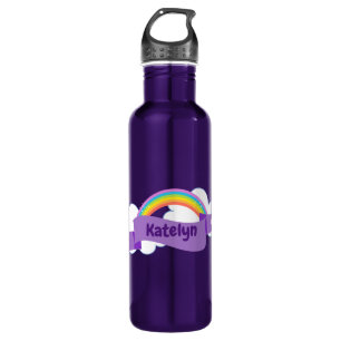 Cute Purple Rainbow Monogram Girly 710 Ml Water Bottle