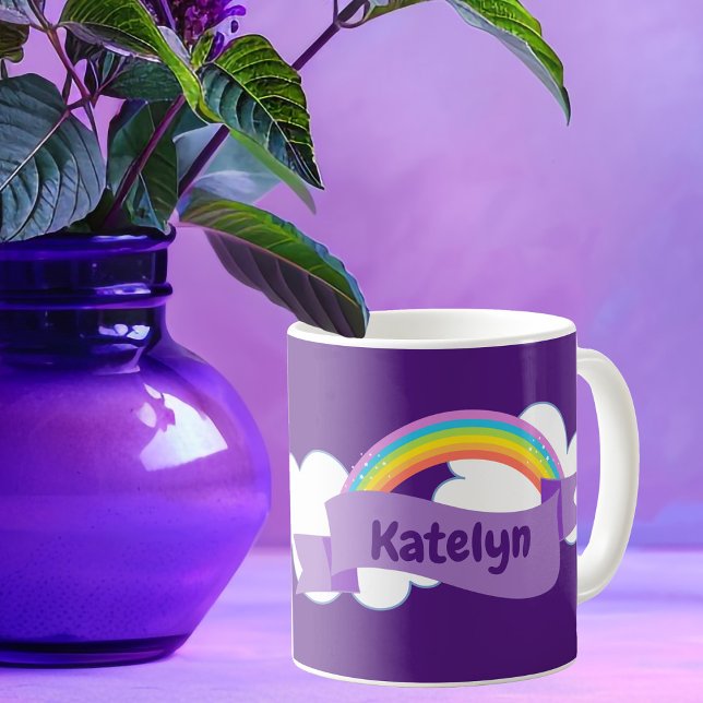 Cute Purple Rainbow Pretty Personalised Coffee Mug (Creator Uploaded)