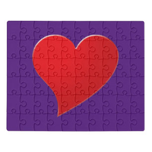 Cute purple red big heart modern Valentine’s Day Jigsaw Puzzle