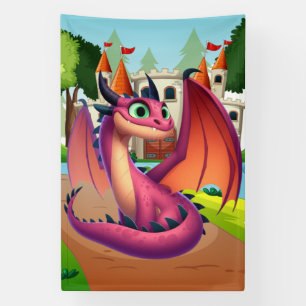 Cute purple/red cartoon dragon banner