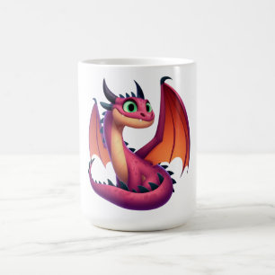 Cute purple/red cartoon dragon coffee mug