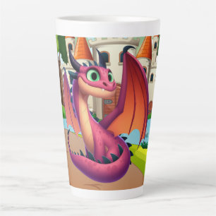Cute purple/red cartoon dragon latte mug
