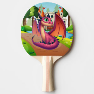 Cute purple/red cartoon dragon ping pong paddle