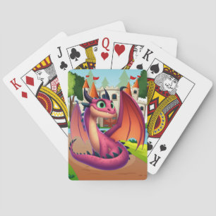 Cute purple/red cartoon dragon playing cards