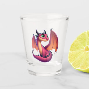 Cute purple/red cartoon dragon shot glass