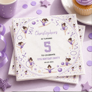 Cute Purple Rhythmic Gymnastics Sporty Theme Napkin