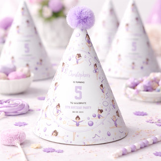 Cute Purple Rhythmic Gymnastics Sporty Theme Party Hat