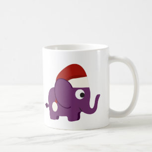 Cute Purple Santa Elephant Coffee Mug