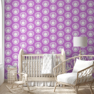 Cute Purple Seashell Mermaid Theme Repeat Pattern Wallpaper