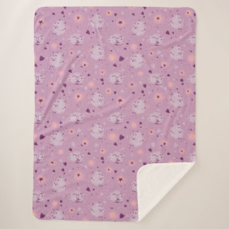 Cute Purple Sheep Pattern Sherpa Fleece Blanket 