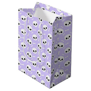Cute Purple Skull & Bones Halloween Pattern Medium Gift Bag
