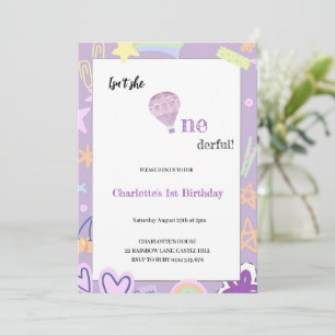 CUTE PURPLE SKY GIRLY BIRTHDAY INVITATION