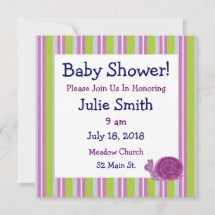 Cute Purple Snail Baby Shower Invitations