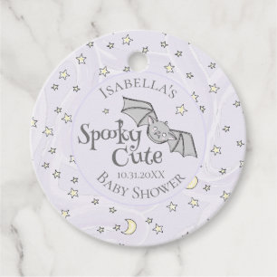 Cute Purple Spooky Cute October Baby Shower Favour Tags
