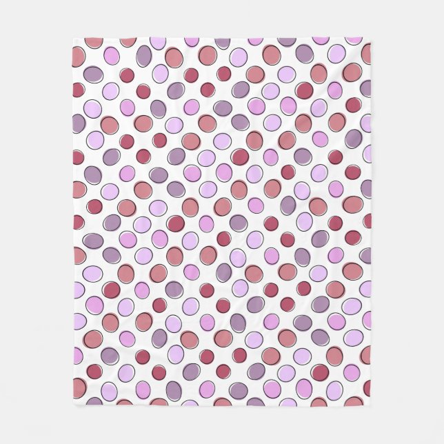 Cute Purple Spotty Pattern on White Fleece Blanket (Front)