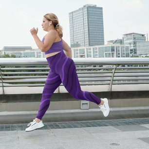 Cute Purple Stripe Gym Yoga  Women Tight Leggings