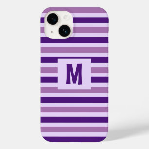 Cute Purple Striped Design Single Initial Case-Mate iPhone 14 Case