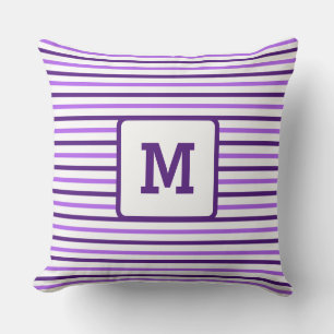 Cute Purple Stripes Custom Single Initial White Th Cushion