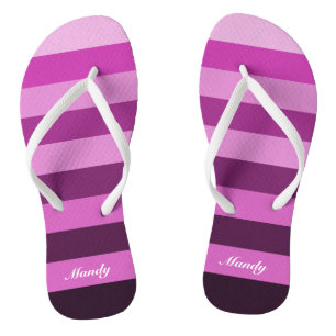 Cute Purple Stripes Pattern Name Thongs