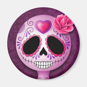 Cute Purple Sugar Skull Magnet