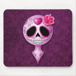 Cute Purple Sugar Skull Mouse Pad