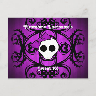 Cute purple sweet sixteen announcement postcard