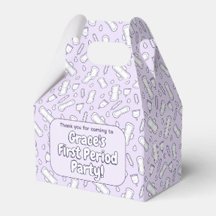 Cute Purple Tampon Pattern First Period Party Favour Box