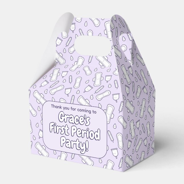Cute Purple Tampon Pattern First Period Party  Favour Box (Front Side)