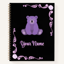 Cute Purple Teddy Bear Dark Floral Aesthetic