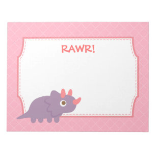 Cute Purple triceratops dinosaur for kids Notepad