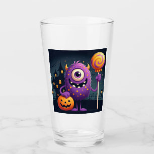 Cute, purple trick-or-treating monster glass