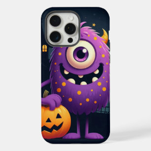 Cute, purple trick-or-treating monster iPhone 15 pro max case
