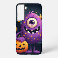 Cute, purple trick-or-treating monster