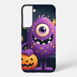Cute, purple trick-or-treating monster samsung galaxy case