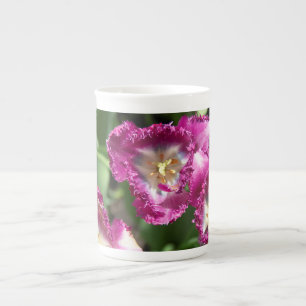 Cute purple tulips in the garden bone china mug