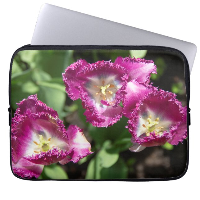 Cute purple  tulips  in the garden  laptop sleeve (Front)